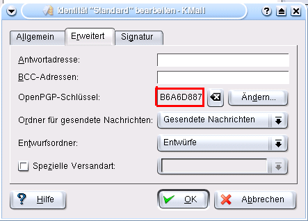 Einstellung der Key-ID
