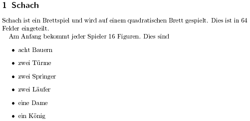 Dokument mit Listenansicht